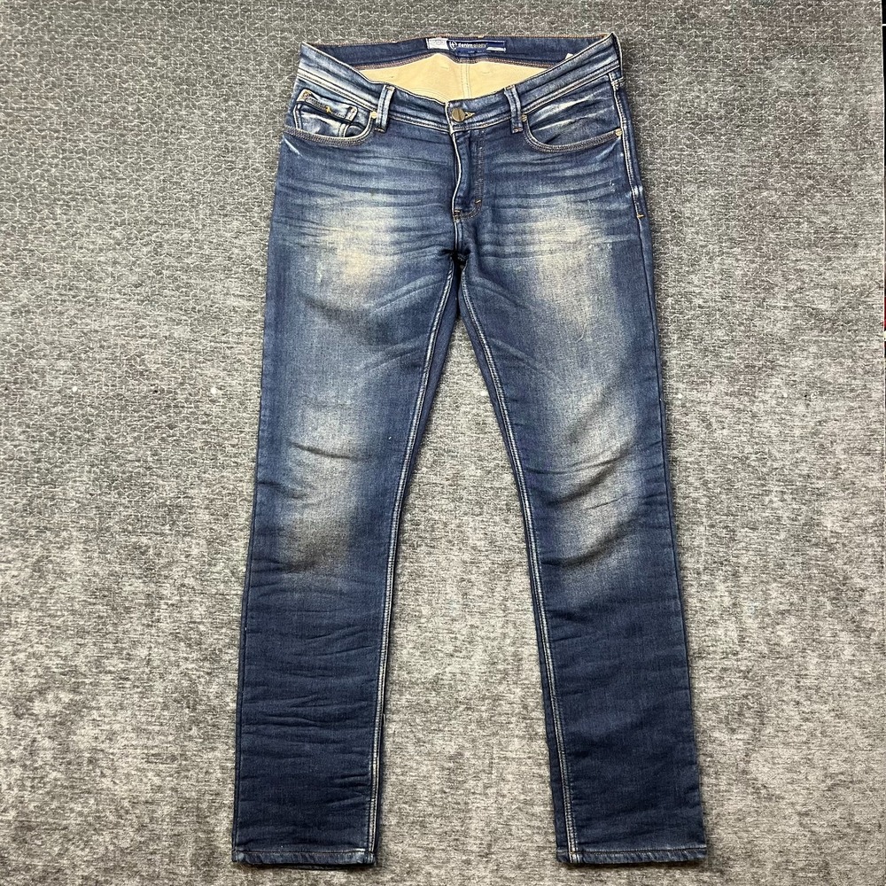 Denimology Skinny Jeans Mens 33X34 Blue Good Dark Wash Low Rise Slim Fit 1887